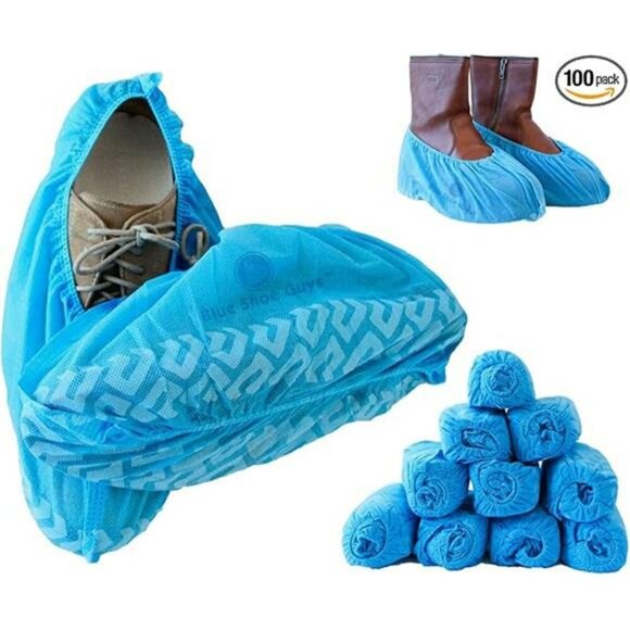 Disposable Shoe Covers 100 Pack Non Slip Waterproof Booties One Size Fits Most - Picture 8 of 8